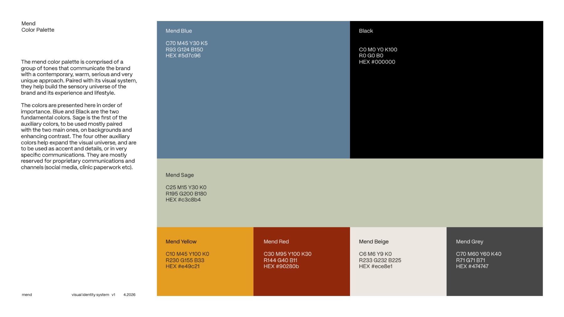 Mend final color palette guidelines